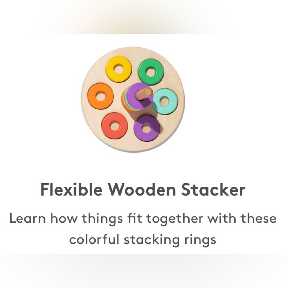 LOVEVERY Toy Wooden Flexible Ring Stacker Babbler Play Kit 12-18 Mth Montessori